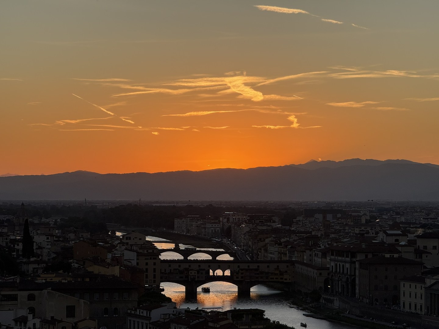 Sunset over Florence and the Arno River